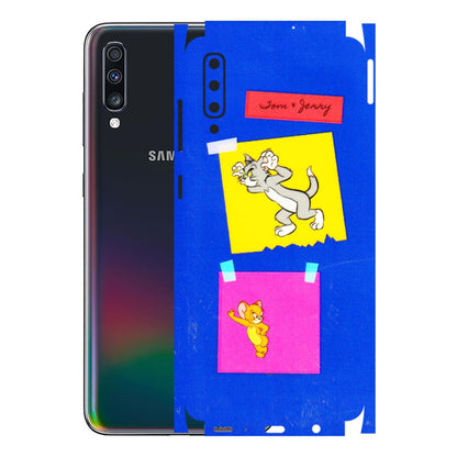 Samsung A/S Series Phone Skins (All Models) - Tom N Jerry Sticky Notes - 3D Embossed Finish (L-88) Samsung Galaxy A70