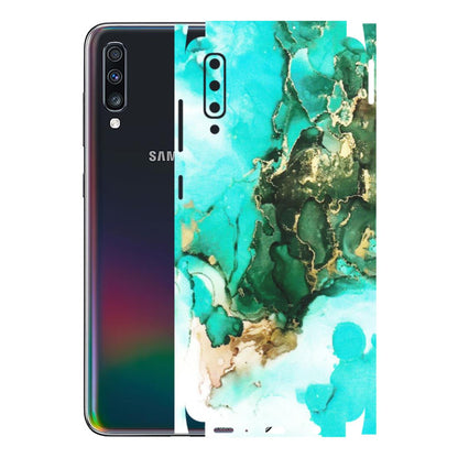 Samsung A/S Series Phone Skins (All Models) - The Blue Gold Marble - Matte Finish (M-124) Samsung Galaxy A70