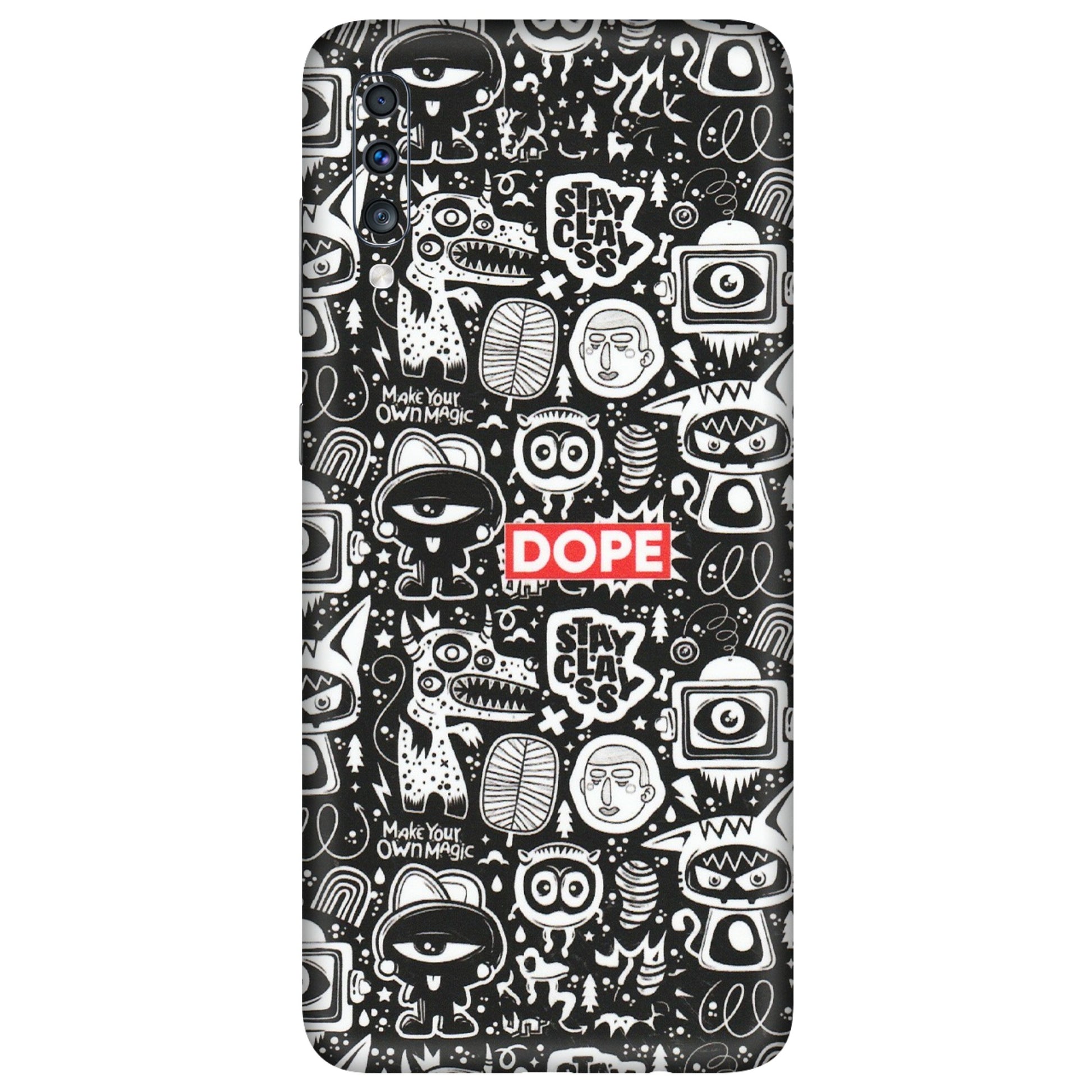 Samsung A/S Series Phone Skins (All Models) - Dope Stay Classy Black Doodles - Matte Finish (M-126) Samsung Galaxy A70