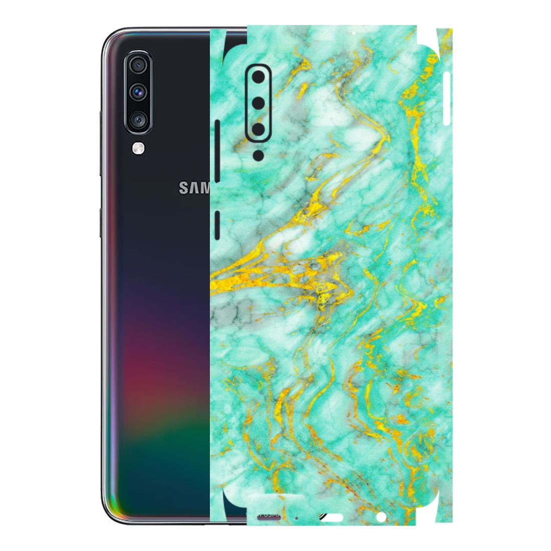 Samsung A/S Series Phone Skins (All Models) - Green And Gold Marble Feel - Matte Finish (M-16) Samsung Galaxy A70