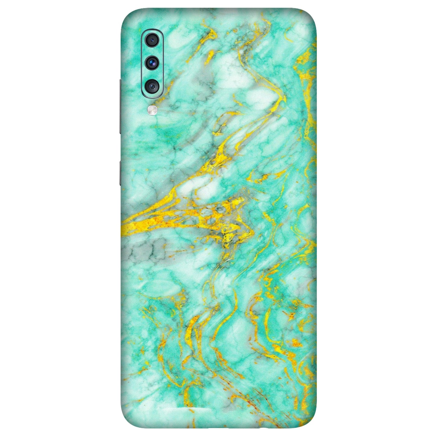 Samsung A/S Series Phone Skins (All Models) - Green And Gold Marble Feel - Matte Finish (M-16) Samsung Galaxy A70
