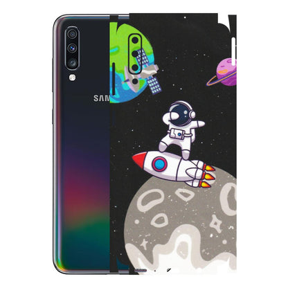 Samsung A/S Series Phone Skins (All Models) - Astronaut Vibing Toon Running - Matte Finish (M-39) Samsung Galaxy A70