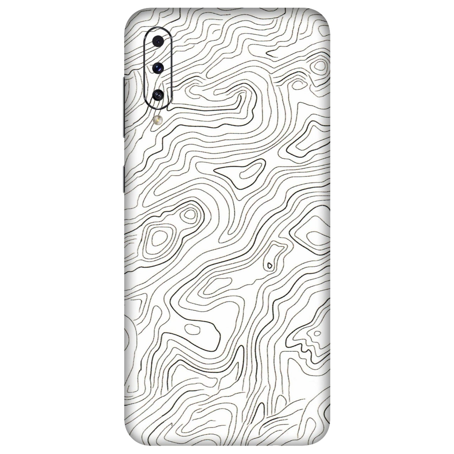 Samsung A/S Series Phone Skins (All Models) - White Black Swirls - 3D Embossed Finish (L-219) Samsung Galaxy A70s