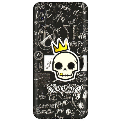 Samsung A/S Series Phone Skins (All Models) - Funny Skull Black Chalk Grafitti - 3D Embossed Finish (L-22) Samsung Galaxy A70s