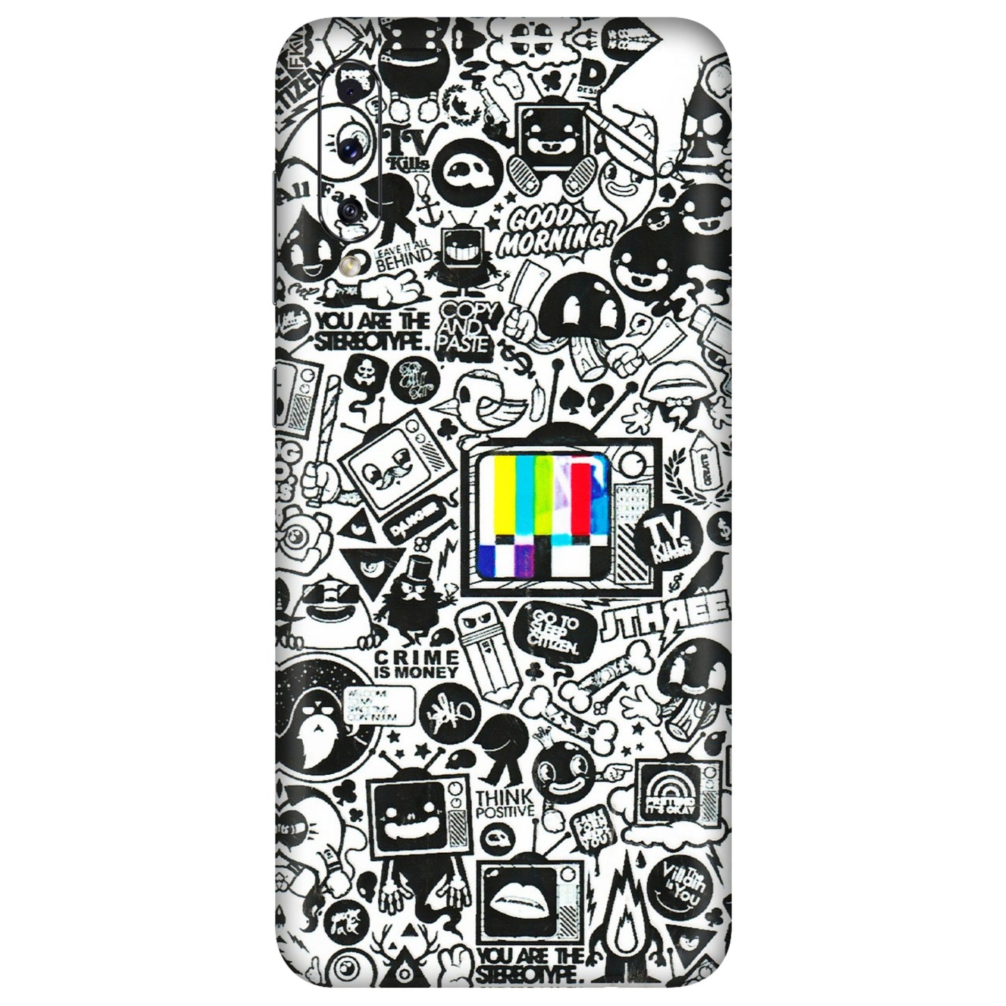 Samsung A/S Series Phone Skins (All Models) - Doodles Positive Art - 3D Embossed Finish (L-263) Samsung Galaxy A70s