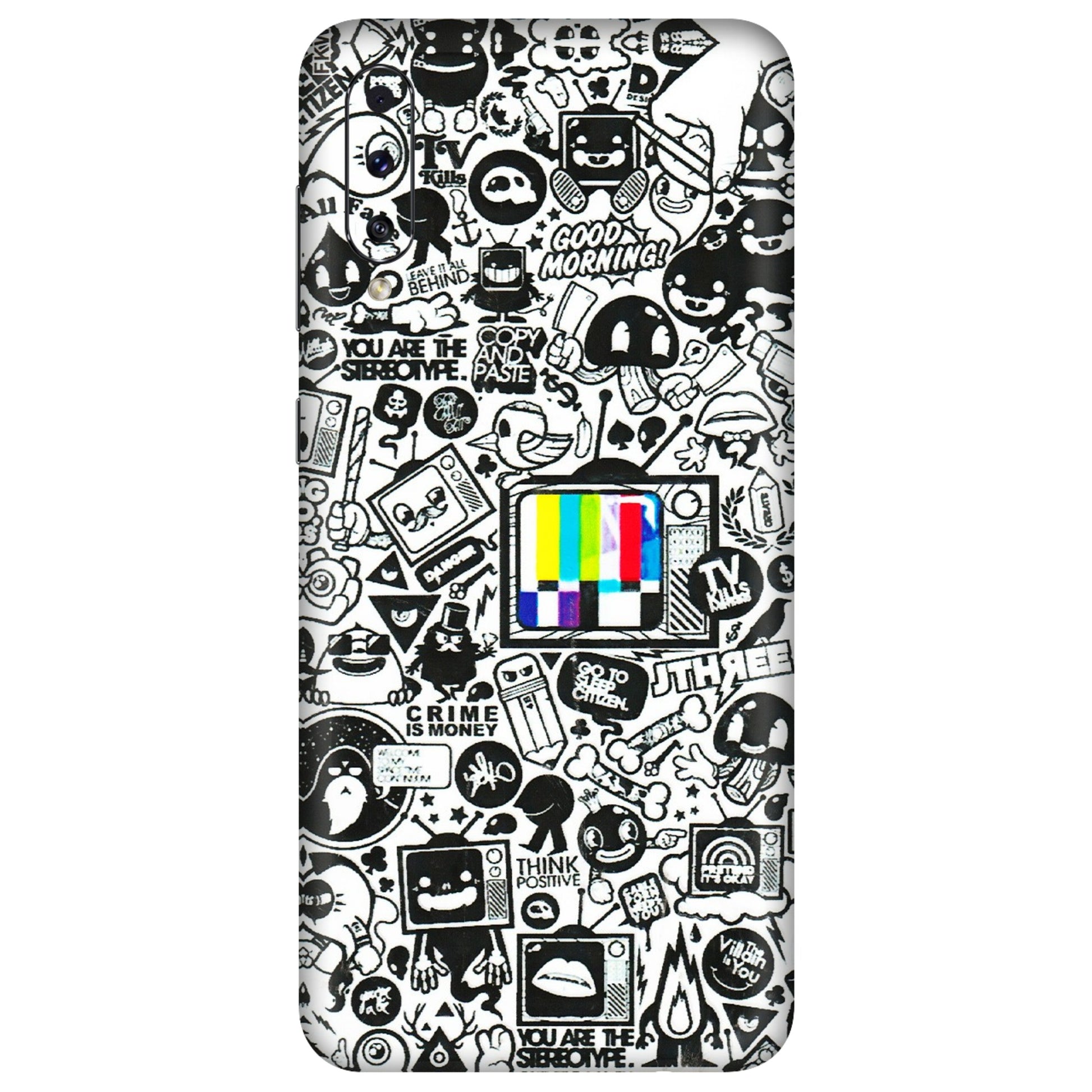 Samsung A/S Series Phone Skins (All Models) - Doodles Positive Art - 3D Embossed Finish (L-263) Samsung Galaxy A70s