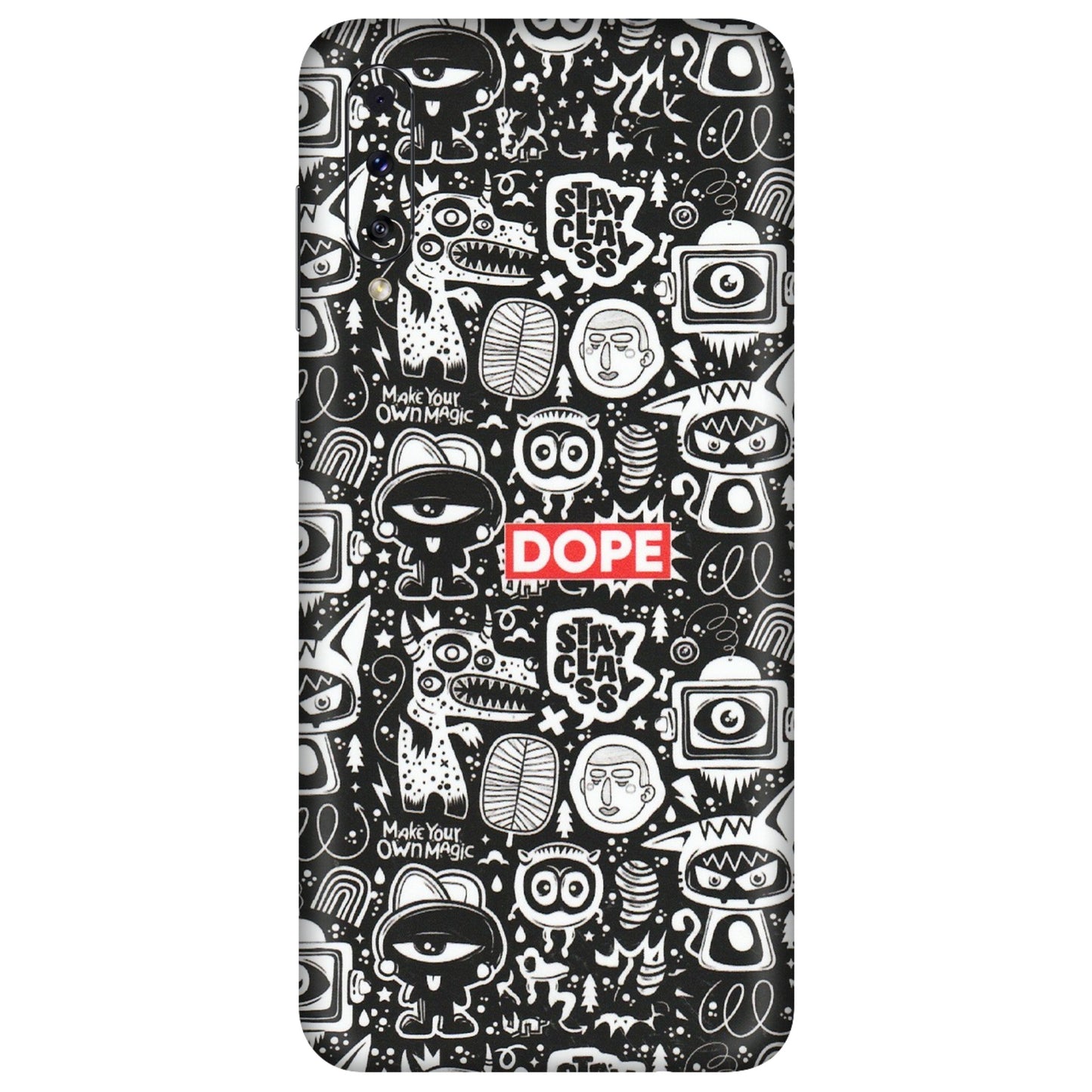 Samsung A/S Series Phone Skins (All Models) - Dope Stay Classy Black Doodles - Matte Finish (M-126) Samsung Galaxy A70s