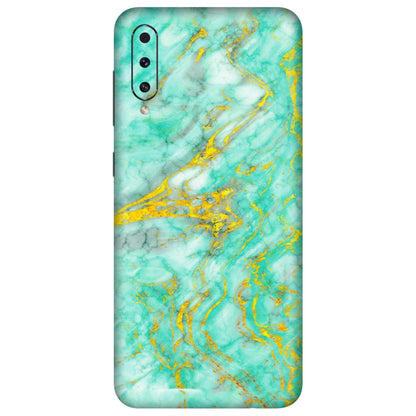 Samsung A/S Series Phone Skins (All Models) - Green And Gold Marble Feel - Matte Finish (M-16) Samsung Galaxy A70s