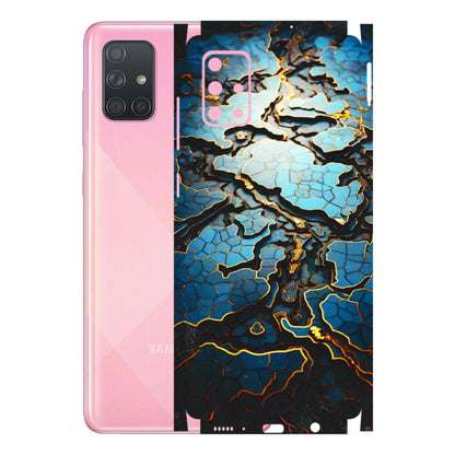 Samsung A/S Series Phone Skins (All Models) - Blue Gold Abstract - 3D Embossed Finish (L-11) Samsung Galaxy A71