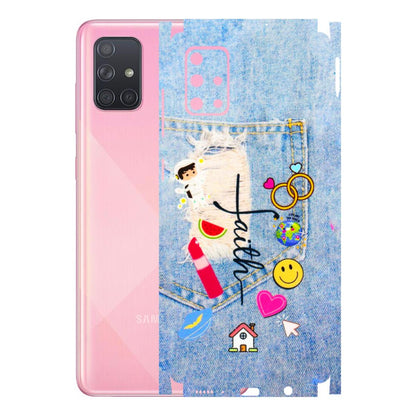 Samsung A/S Series Phone Skins (All Models) - Denim Jeans Pocket - 3D Embossed Finish (L-134) Samsung Galaxy A71