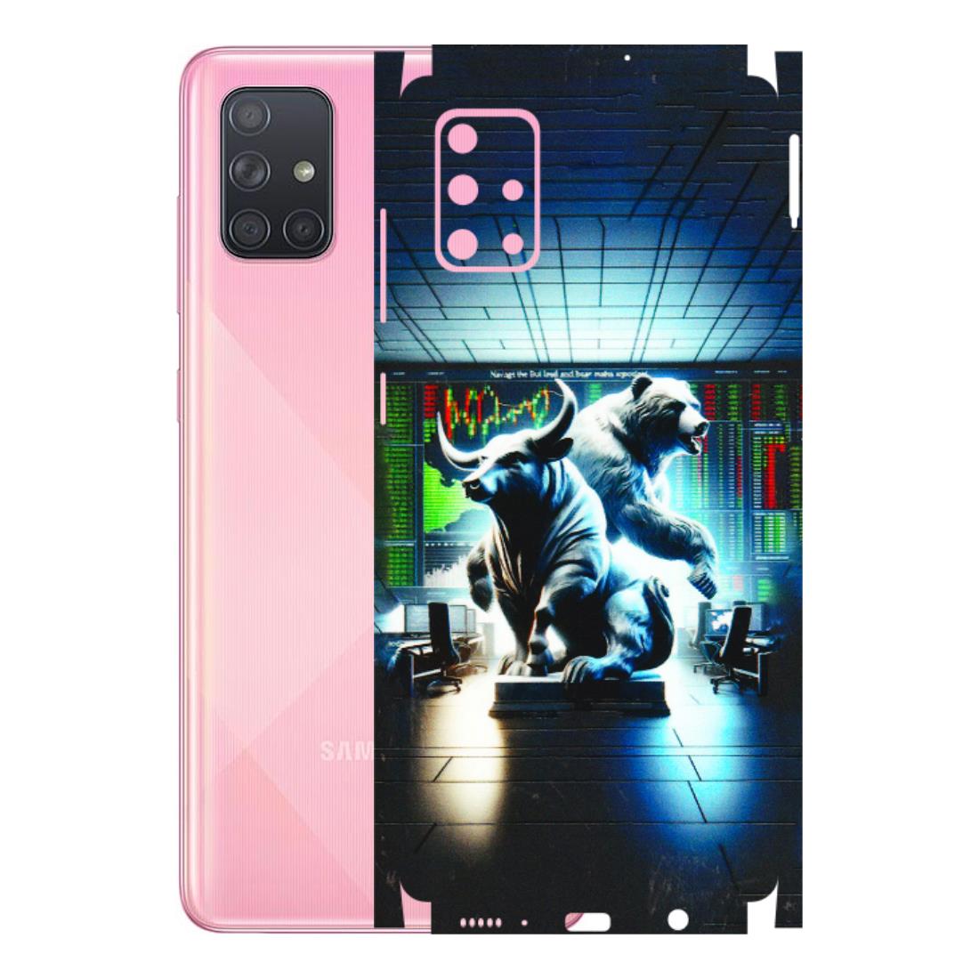 Samsung A/S Series Phone Skins (All Models) - Stock Market Sensex Bear vs Bulls - 3D Embossed Finish (L-15) Samsung Galaxy A71