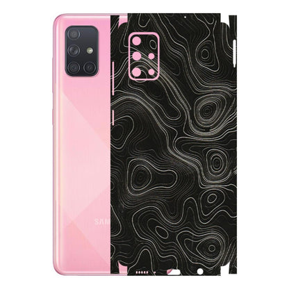 Samsung A/S Series Phone Skins (All Models) - Black Swirl - 3D Embossed Finish (L-196) Samsung Galaxy A71