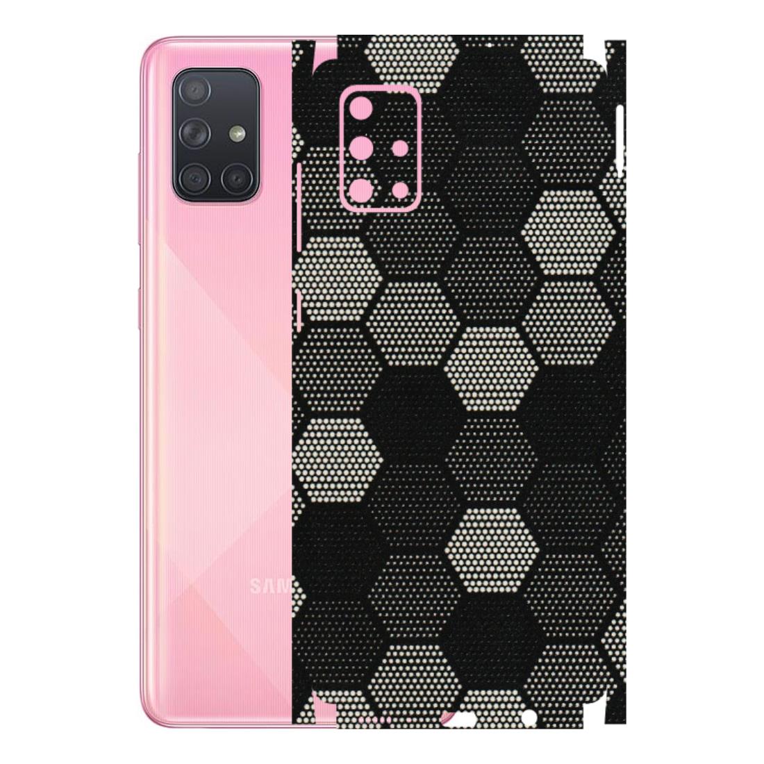Samsung A/S Series Phone Skins (All Models) - Black & White Dotted Honeycomb Texture - 3D Embossed Finish (L-202) Samsung Galaxy A71