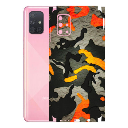 Samsung A/S Series Phone Skins (All Models) - Orange Camouflage - 3D Embossed Finish (L-204) Samsung Galaxy A71