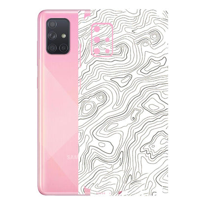Samsung A/S Series Phone Skins (All Models) - White Black Swirls - 3D Embossed Finish (L-219) Samsung Galaxy A71