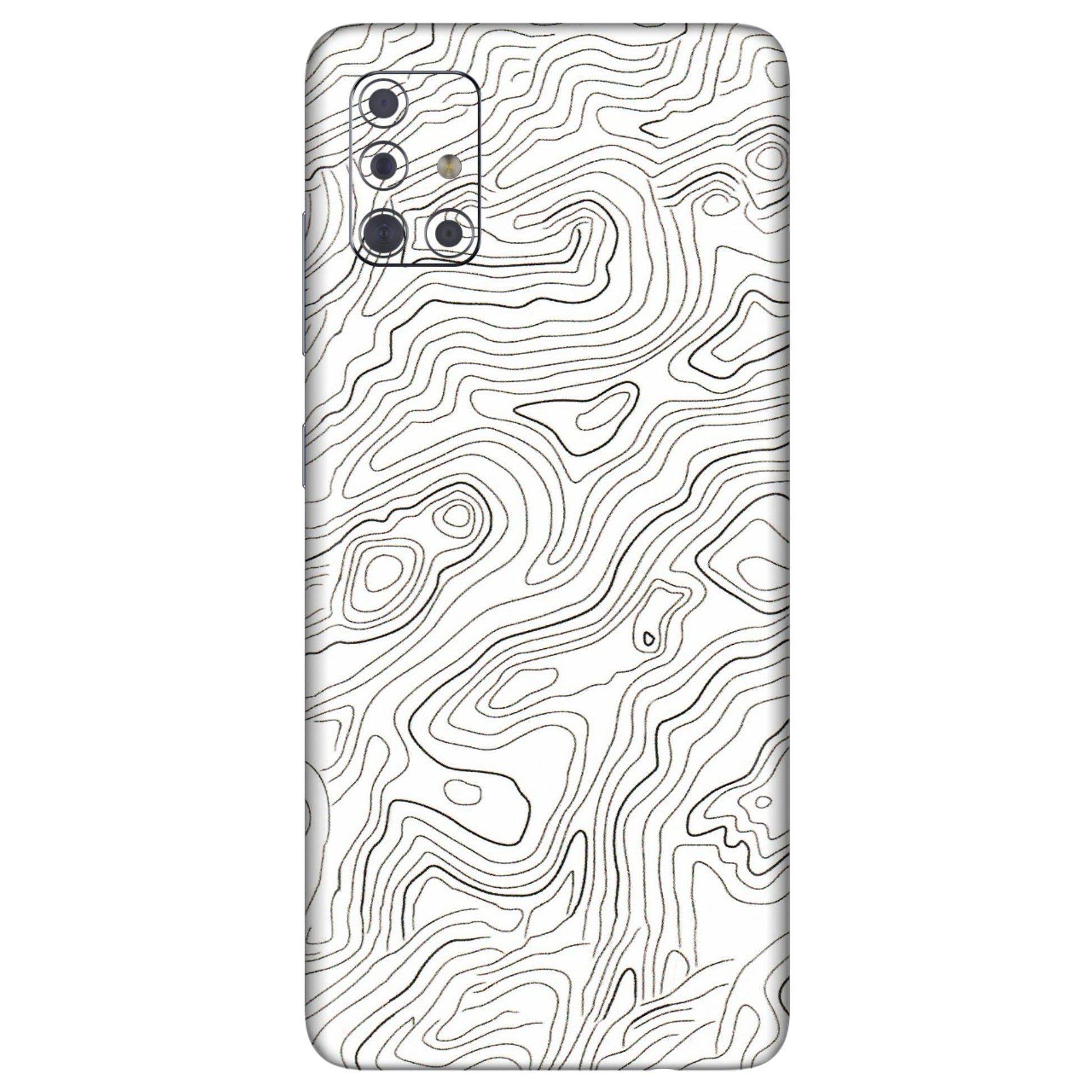 Samsung A/S Series Phone Skins (All Models) - White Black Swirls - 3D Embossed Finish (L-219) Samsung Galaxy A71