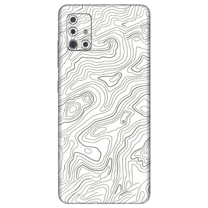 Samsung A/S Series Phone Skins (All Models) - White Black Swirls - 3D Embossed Finish (L-219) Samsung Galaxy A71