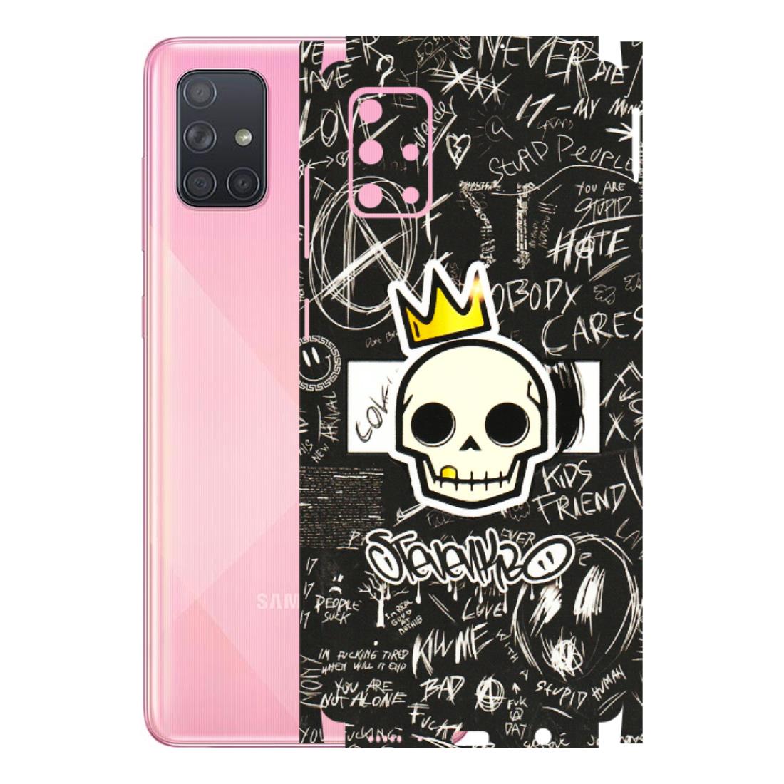Samsung A/S Series Phone Skins (All Models) - Funny Skull Black Chalk Grafitti - 3D Embossed Finish (L-22) Samsung Galaxy A71