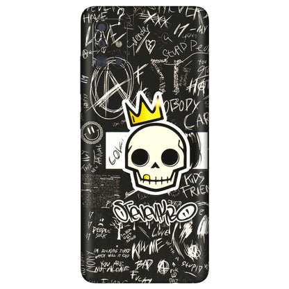 Samsung A/S Series Phone Skins (All Models) - Funny Skull Black Chalk Grafitti - 3D Embossed Finish (L-22) Samsung Galaxy A71