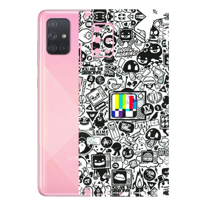 Samsung A/S Series Phone Skins (All Models) - Doodles Positive Art - 3D Embossed Finish (L-263) Samsung Galaxy A71