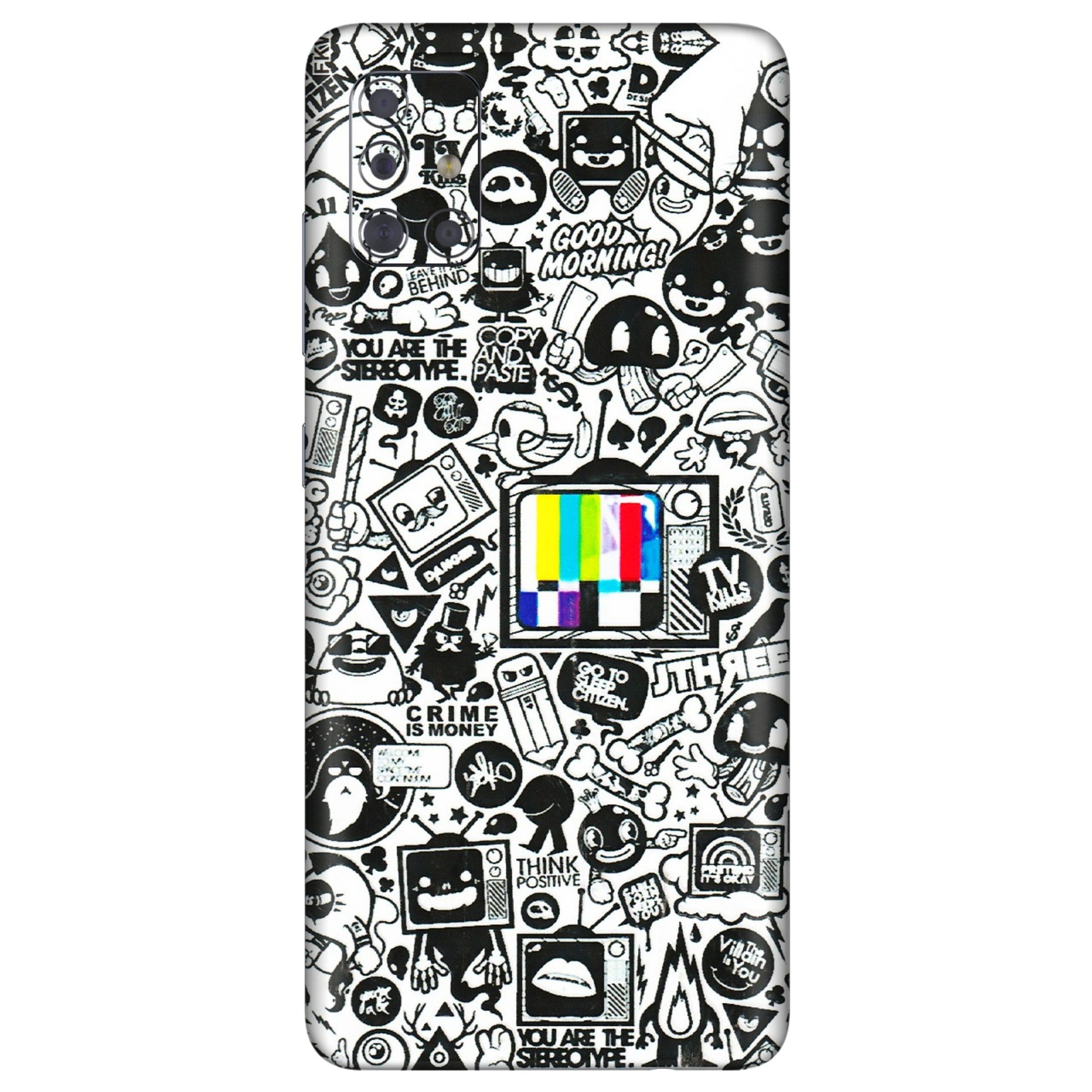 Samsung A/S Series Phone Skins (All Models) - Doodles Positive Art - 3D Embossed Finish (L-263) Samsung Galaxy A71