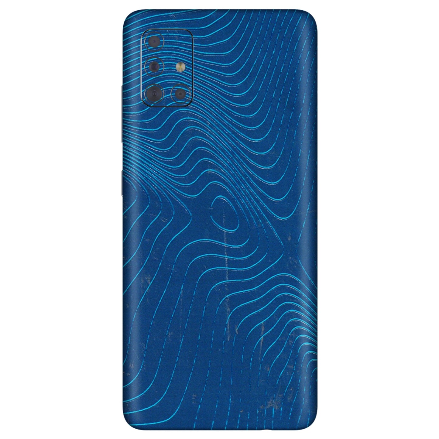 Samsung A/S Series Phone Skins (All Models) - Abstract Blue Line Map - 3D Embossed Finish (L-272) Samsung Galaxy A71