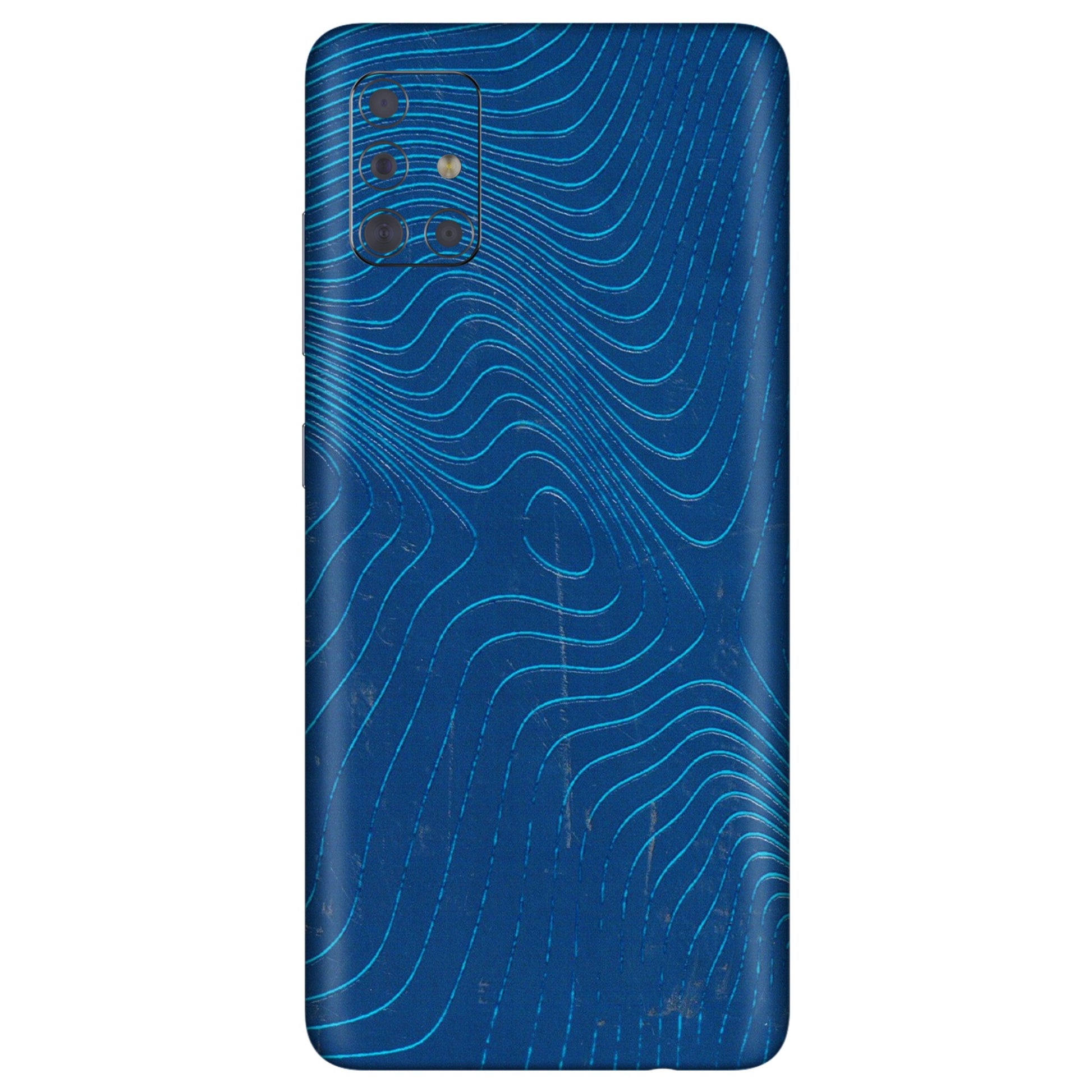 Samsung A/S Series Phone Skins (All Models) - Abstract Blue Line Map - 3D Embossed Finish (L-272) Samsung Galaxy A71