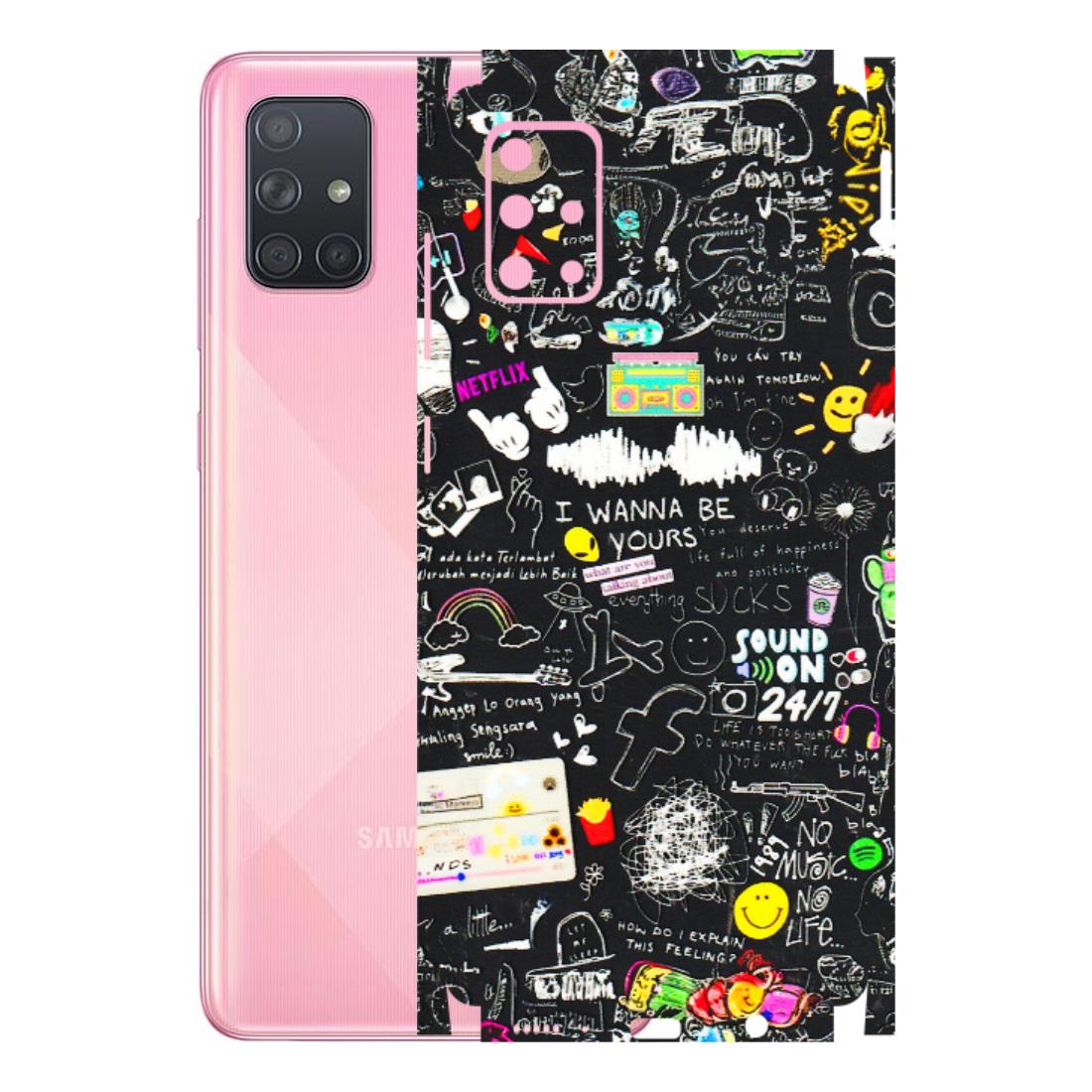 Samsung A/S Series Phone Skins (All Models) - Black Creatives Doodles - 3D Embossed Finish (L-311) Samsung Galaxy A71