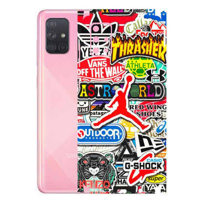 Samsung A/S Series Phone Skins (All Models) - Multi Brands Sticker Graffiti - 3D Embossed Finish (L-37) Samsung Galaxy A71