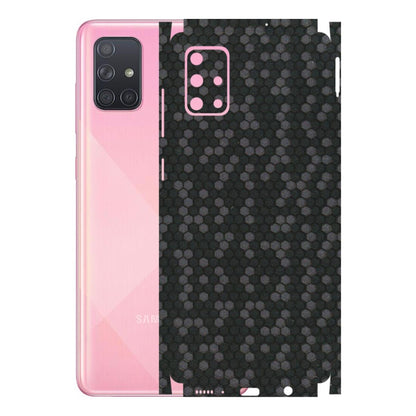 Samsung A/S Series Phone Skins (All Models) - Black Grey Honeycomb Sober - 3D Embossed Finish (L-85) Samsung Galaxy A71