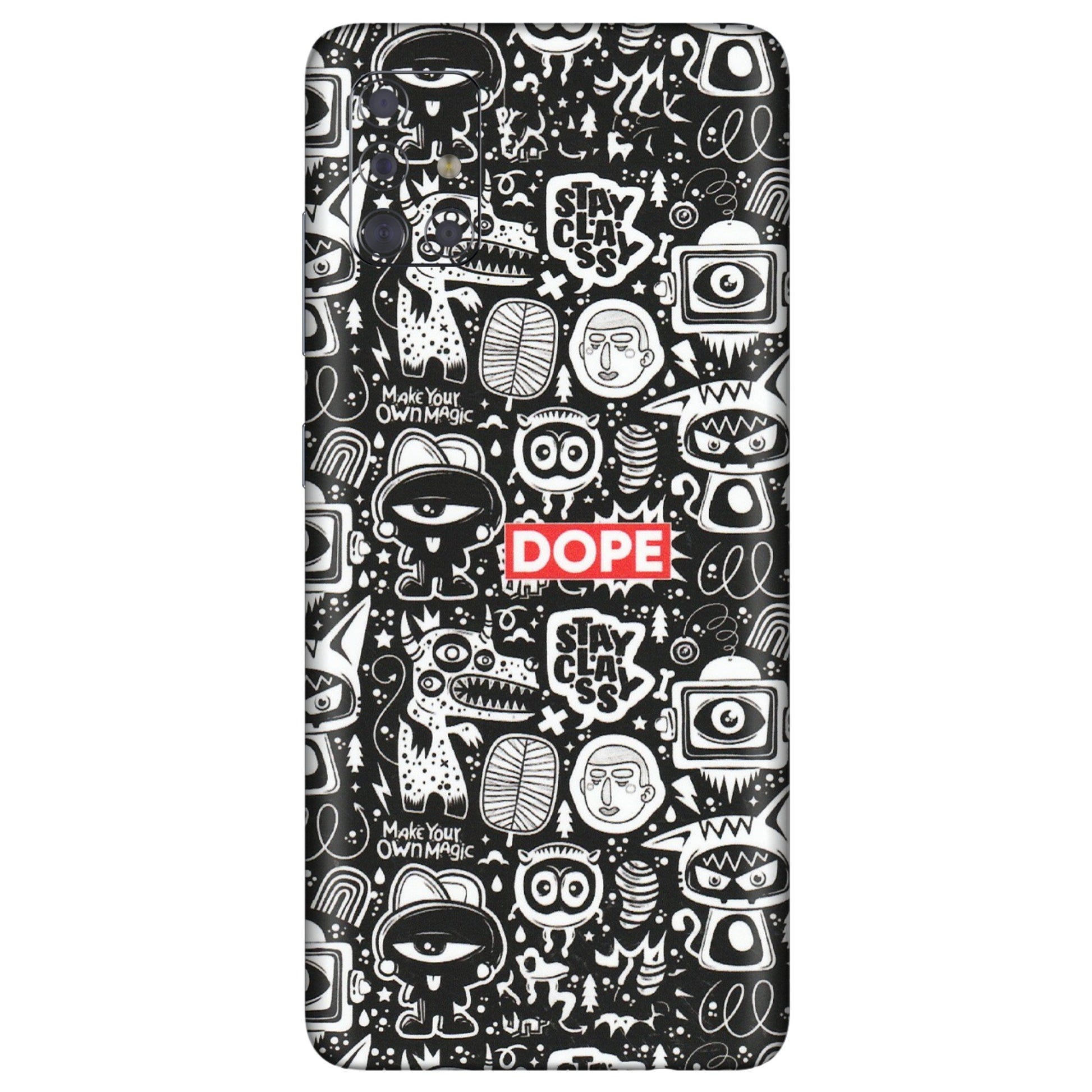 Samsung A/S Series Phone Skins (All Models) - Dope Stay Classy Black Doodles - Matte Finish (M-126) Samsung Galaxy A71