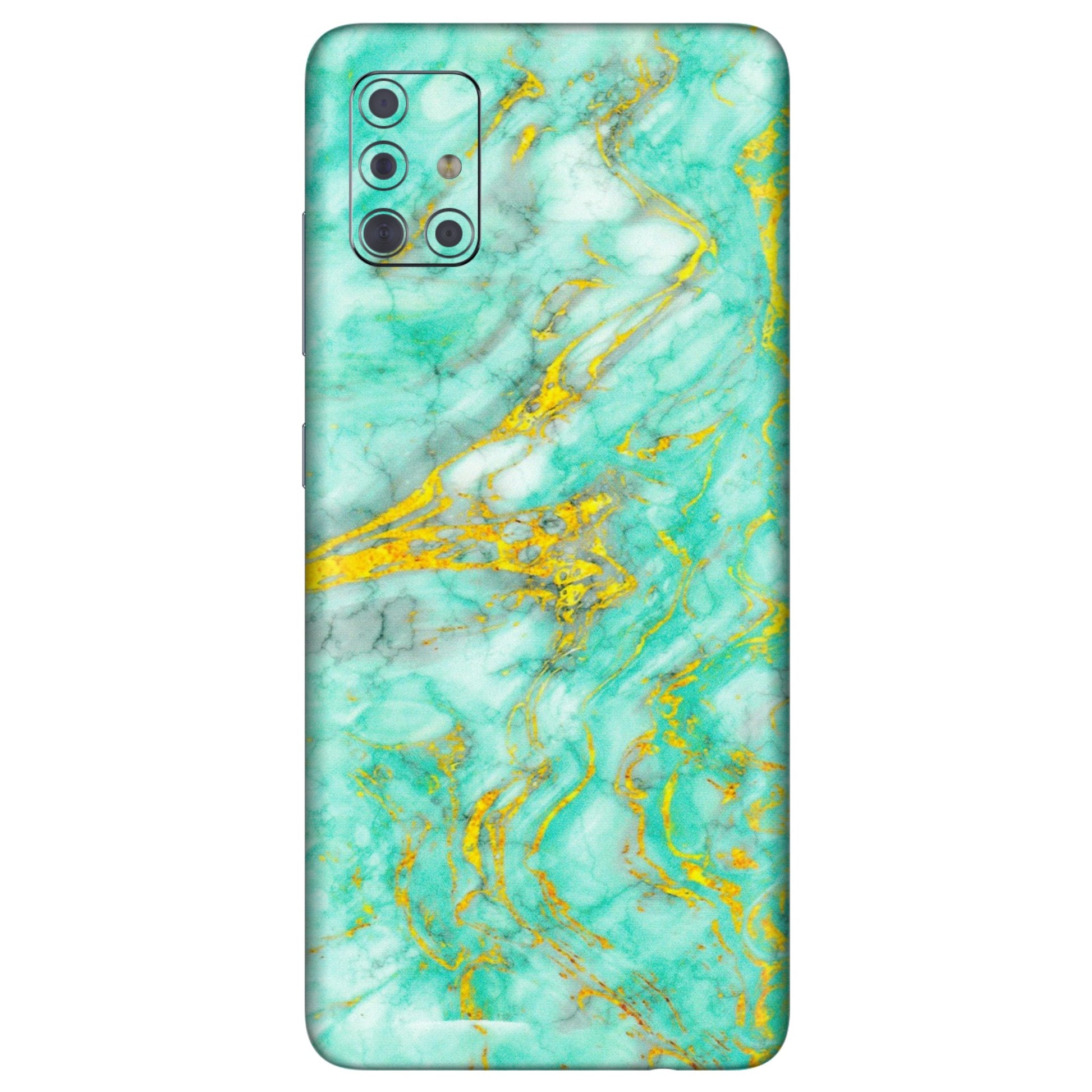 Samsung A/S Series Phone Skins (All Models) - Green And Gold Marble Feel - Matte Finish (M-16) Samsung Galaxy A71
