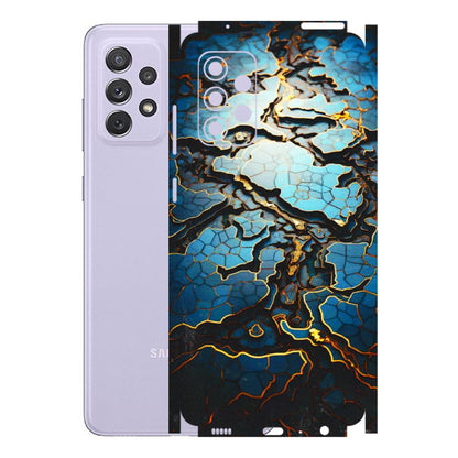 Samsung A/S Series Phone Skins (All Models) - Blue Gold Abstract - 3D Embossed Finish (L-11) Samsung Galaxy A72
