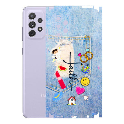 Samsung A/S Series Phone Skins (All Models) - Denim Jeans Pocket - 3D Embossed Finish (L-134) Samsung Galaxy A72