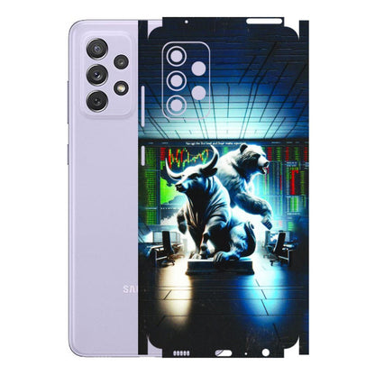 Samsung A/S Series Phone Skins (All Models) - Stock Market Sensex Bear vs Bulls - 3D Embossed Finish (L-15) Samsung Galaxy A72