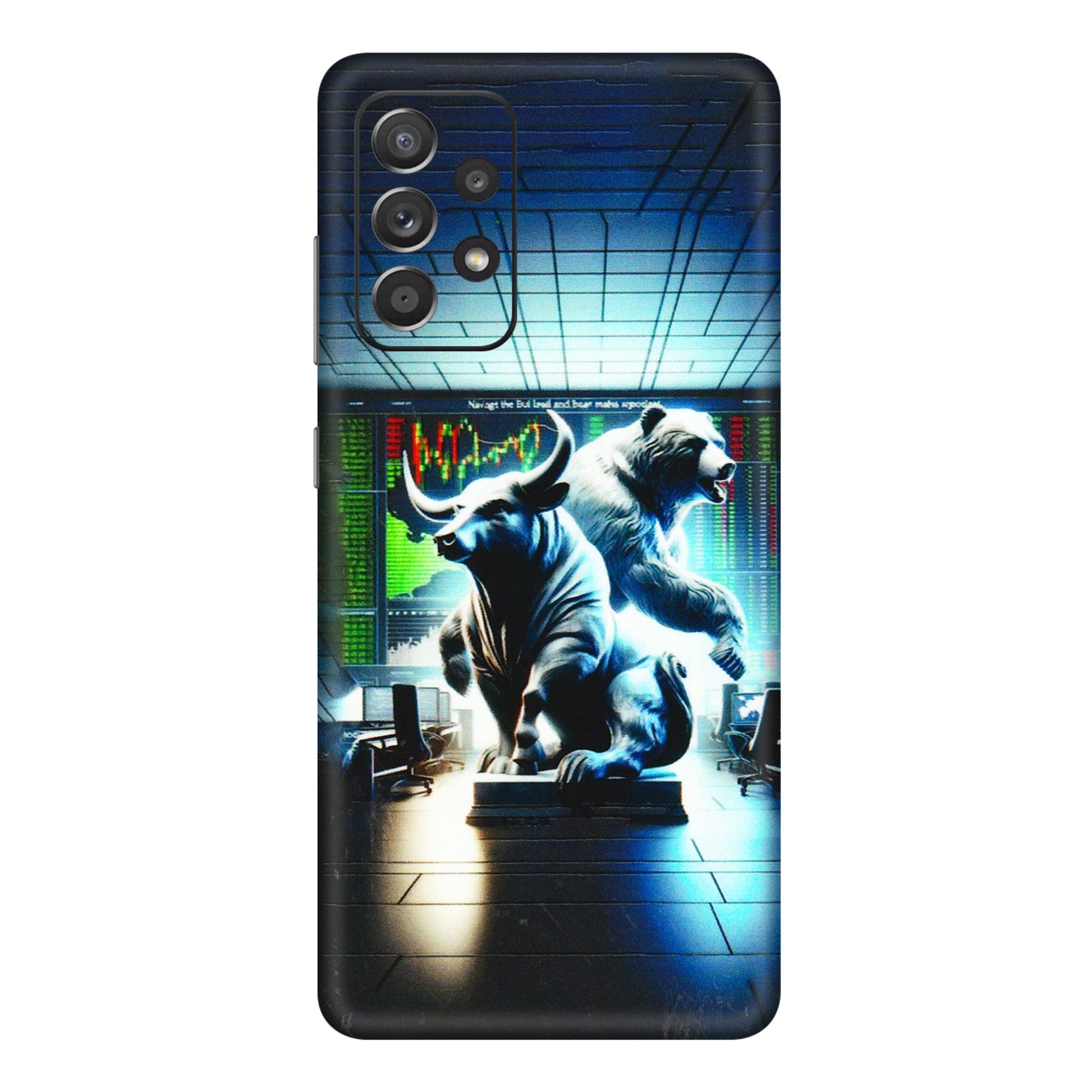 Samsung A/S Series Phone Skins (All Models) - Stock Market Sensex Bear vs Bulls - 3D Embossed Finish (L-15) Samsung Galaxy A72