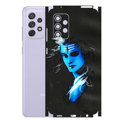 Samsung A/S Series Phone Skins (All Models) - Har Har Mahadev Blue/Black - 3D Embossed Finish (L-185) Samsung Galaxy A72