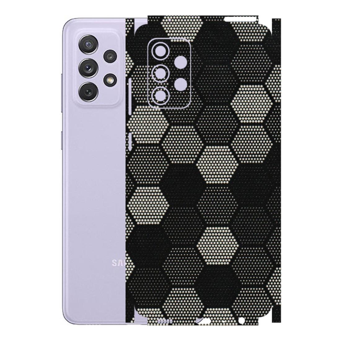 Samsung A/S Series Phone Skins (All Models) - Black & White Dotted Honeycomb Texture - 3D Embossed Finish (L-202) Samsung Galaxy A72