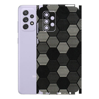 Samsung A/S Series Phone Skins (All Models) - Black & White Dotted Honeycomb Texture - 3D Embossed Finish (L-202) Samsung Galaxy A72