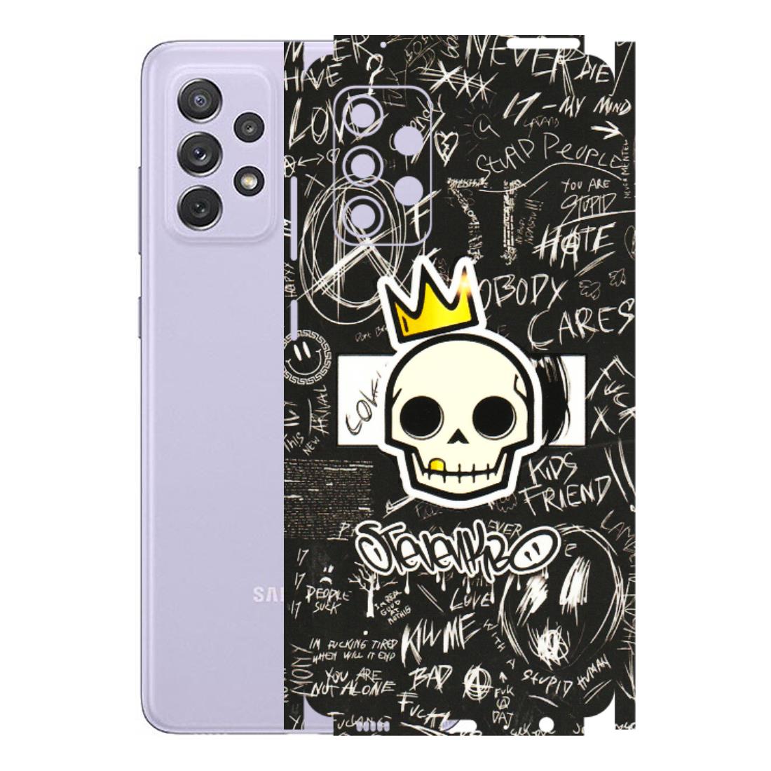 Samsung A/S Series Phone Skins (All Models) - Funny Skull Black Chalk Grafitti - 3D Embossed Finish (L-22) Samsung Galaxy A72