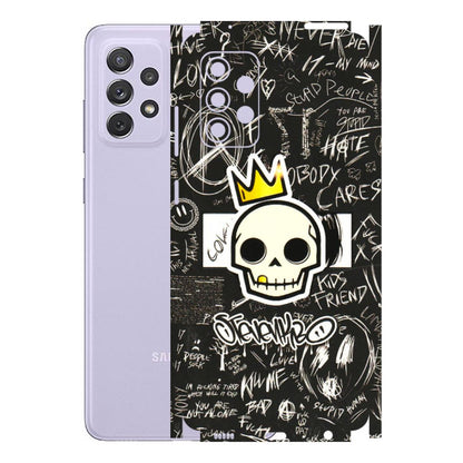 Samsung A/S Series Phone Skins (All Models) - Funny Skull Black Chalk Grafitti - 3D Embossed Finish (L-22) Samsung Galaxy A72