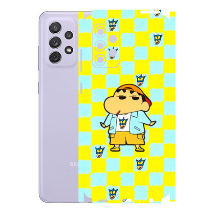 Samsung A/S Series Phone Skins (All Models) - Yellow Blue Shinchan Cute - 3D Embossed Finish (L-221) Samsung Galaxy A72