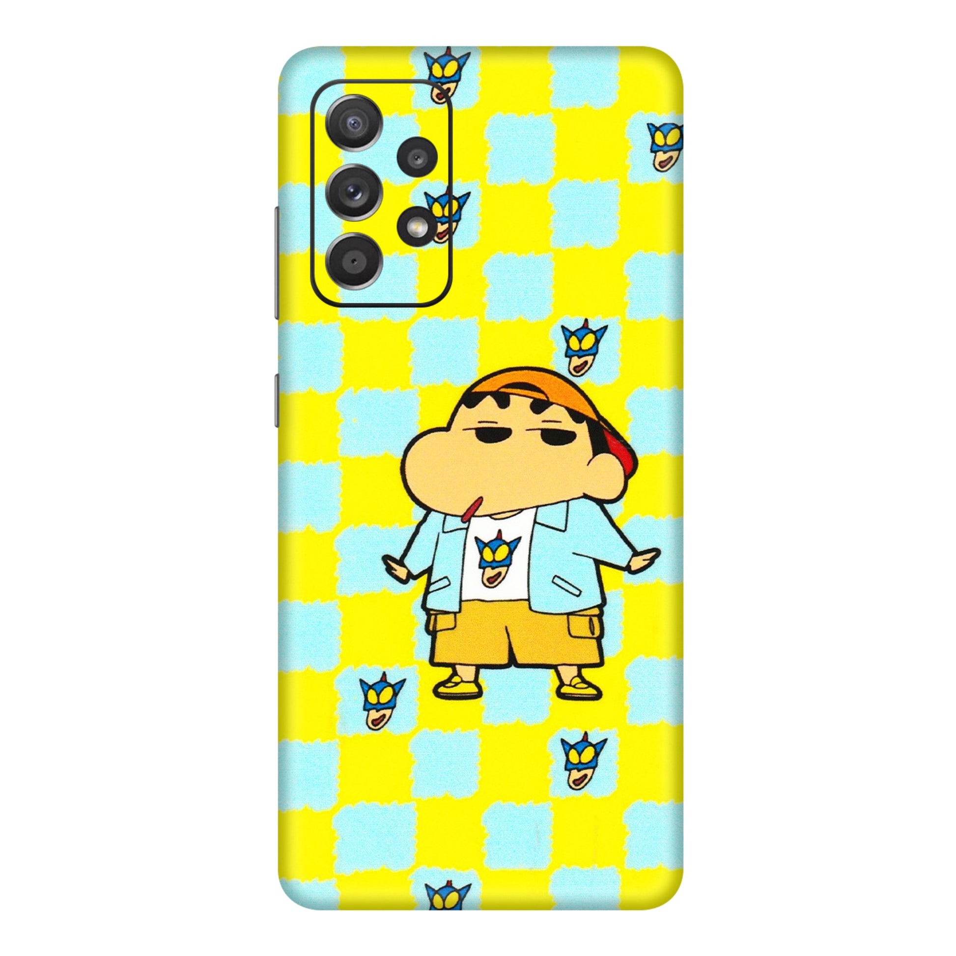 Samsung A/S Series Phone Skins (All Models) - Yellow Blue Shinchan Cute - 3D Embossed Finish (L-221) Samsung Galaxy A72