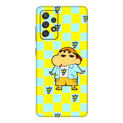 Samsung A/S Series Phone Skins (All Models) - Yellow Blue Shinchan Cute - 3D Embossed Finish (L-221) Samsung Galaxy A72