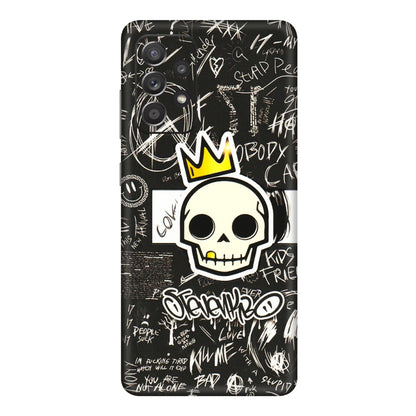 Samsung A/S Series Phone Skins (All Models) - Funny Skull Black Chalk Grafitti - 3D Embossed Finish (L-22) Samsung Galaxy A72