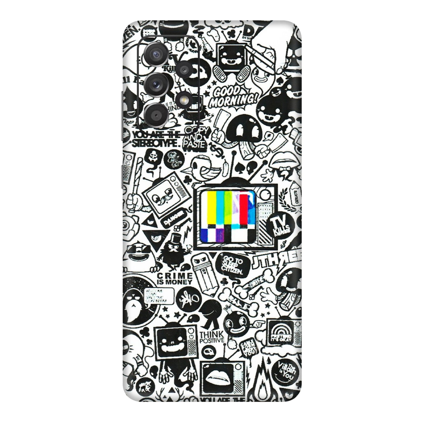 Samsung A/S Series Phone Skins (All Models) - Doodles Positive Art - 3D Embossed Finish (L-263) Samsung Galaxy A72
