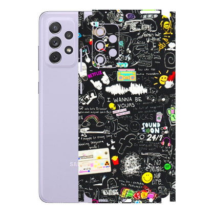 Samsung A/S Series Phone Skins (All Models) - Black Creatives Doodles - 3D Embossed Finish (L-311) Samsung Galaxy A72