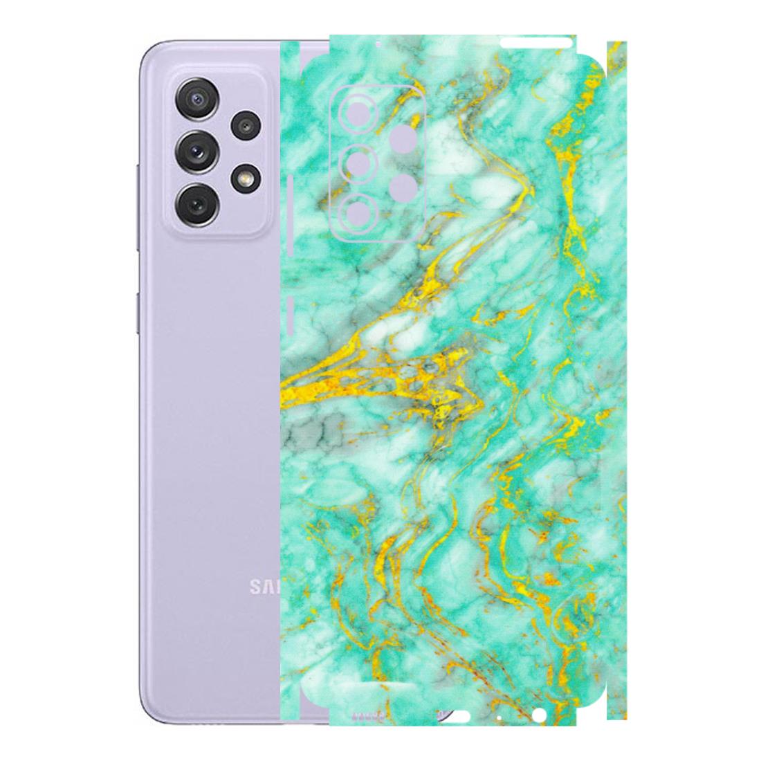 Samsung A/S Series Phone Skins (All Models) - Green And Gold Marble Feel - Matte Finish (M-16) Samsung Galaxy A72