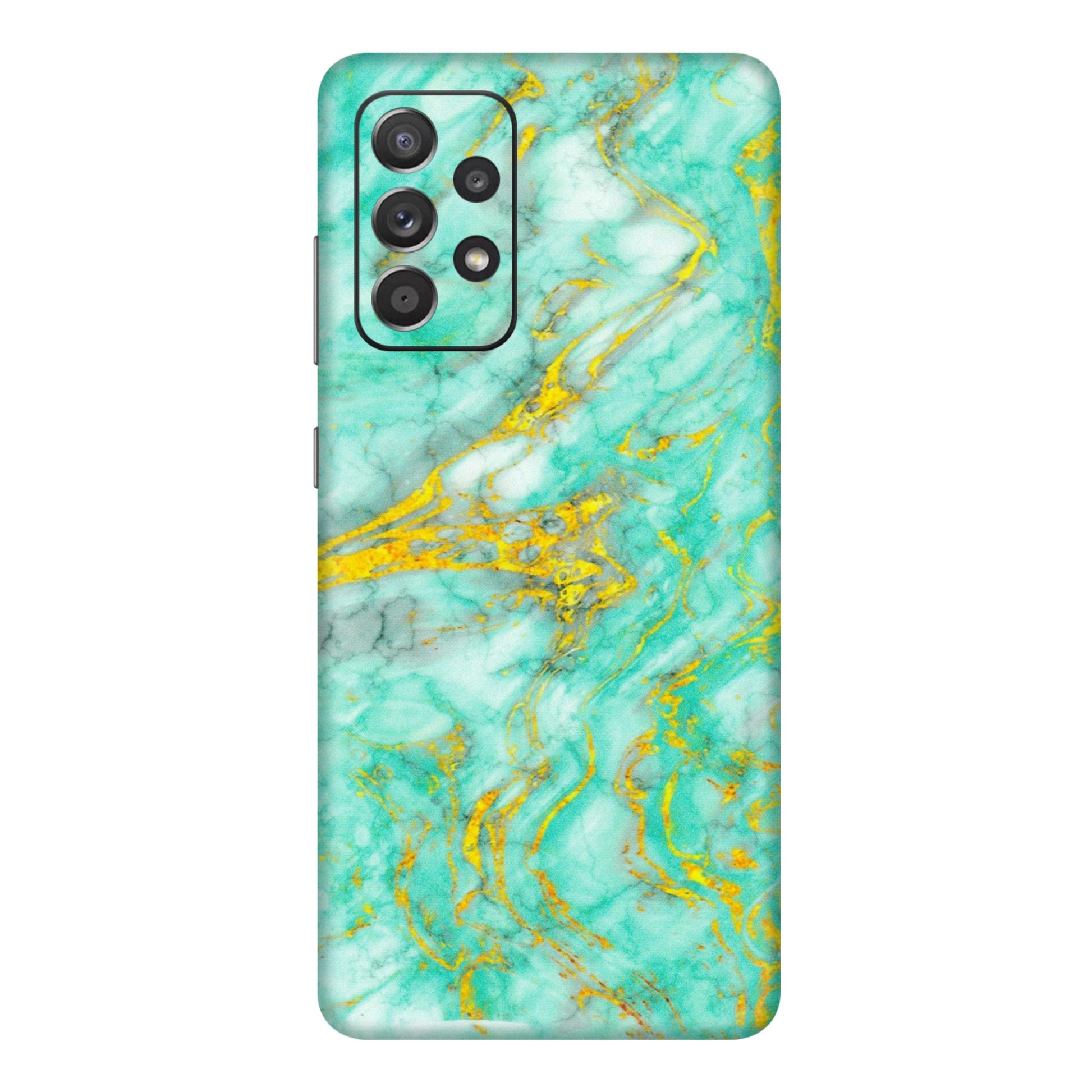 Samsung A/S Series Phone Skins (All Models) - Green And Gold Marble Feel - Matte Finish (M-16) Samsung Galaxy A72