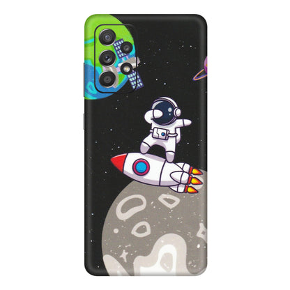 Samsung A/S Series Phone Skins (All Models) - Astronaut Vibing Toon Running - Matte Finish (M-39) Samsung Galaxy A72